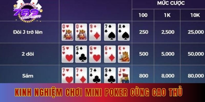 Kinh nghiệm chơi mini poker 789club giúp bạn thắng lớn